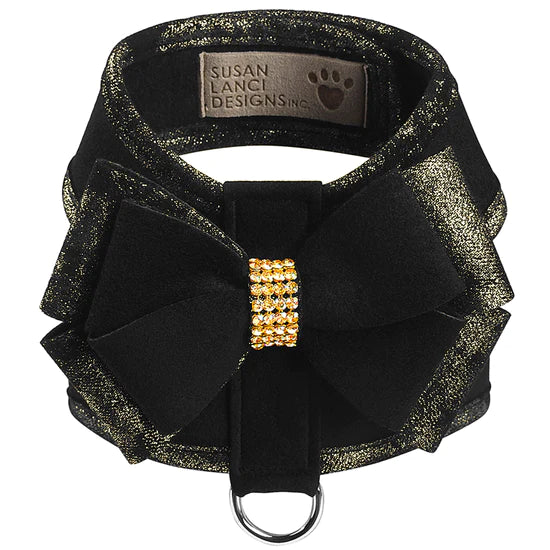 Black Glitzerati Double Nouveau Bow Tinkie Harness with Black Glitzerati Trim-