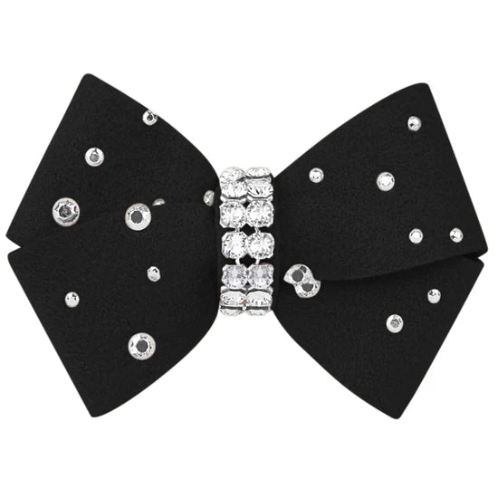 Nouveau Bow Hair Bow with Silver Stardust-XS-Black-