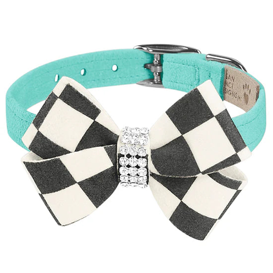 Windsor Check Nouveau Bow Collar-TC-Tiffi Blue-