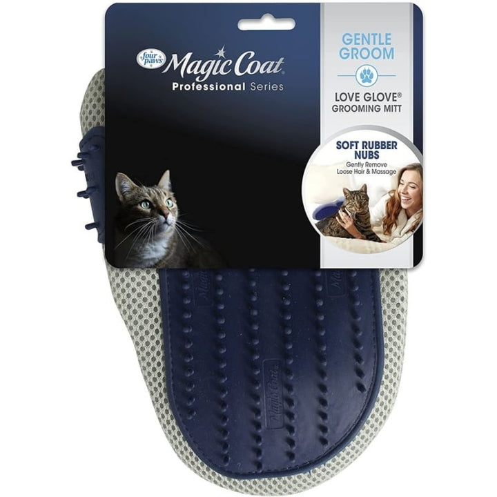 Four Paws Love Glove Grooming Mitt for Cats - One Size Fits All - (9in.L x 6.75in.W)-