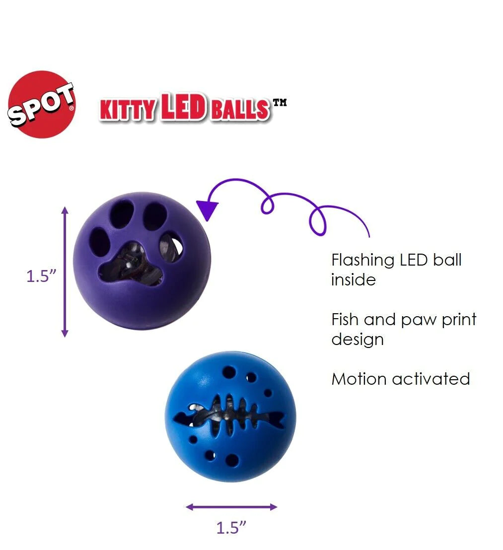 Spot Kitty LED Balls Cat Toy Assorted 2pk-