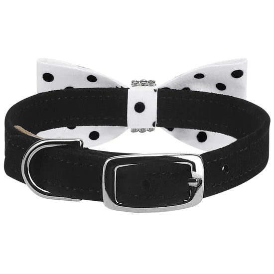 Giltmore Black & White Polka Dot Bow Tie 1/2" Collar-