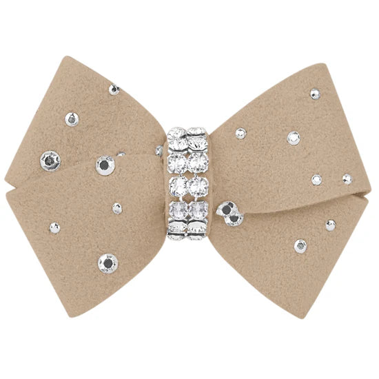 Nouveau Bow Hair Bow with Silver Stardust-XS-Champagne-