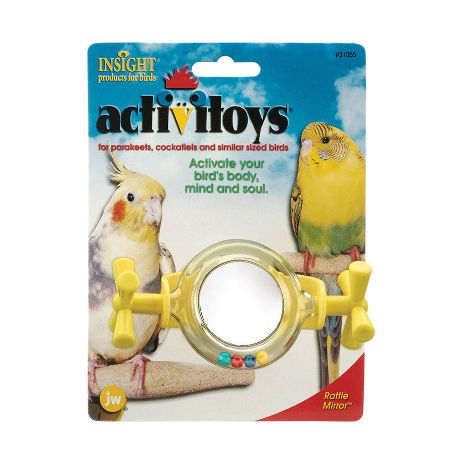 JW Pet ActiviToy Rattle Mirror Bird Toy Assorted 1ea/SM/MD-