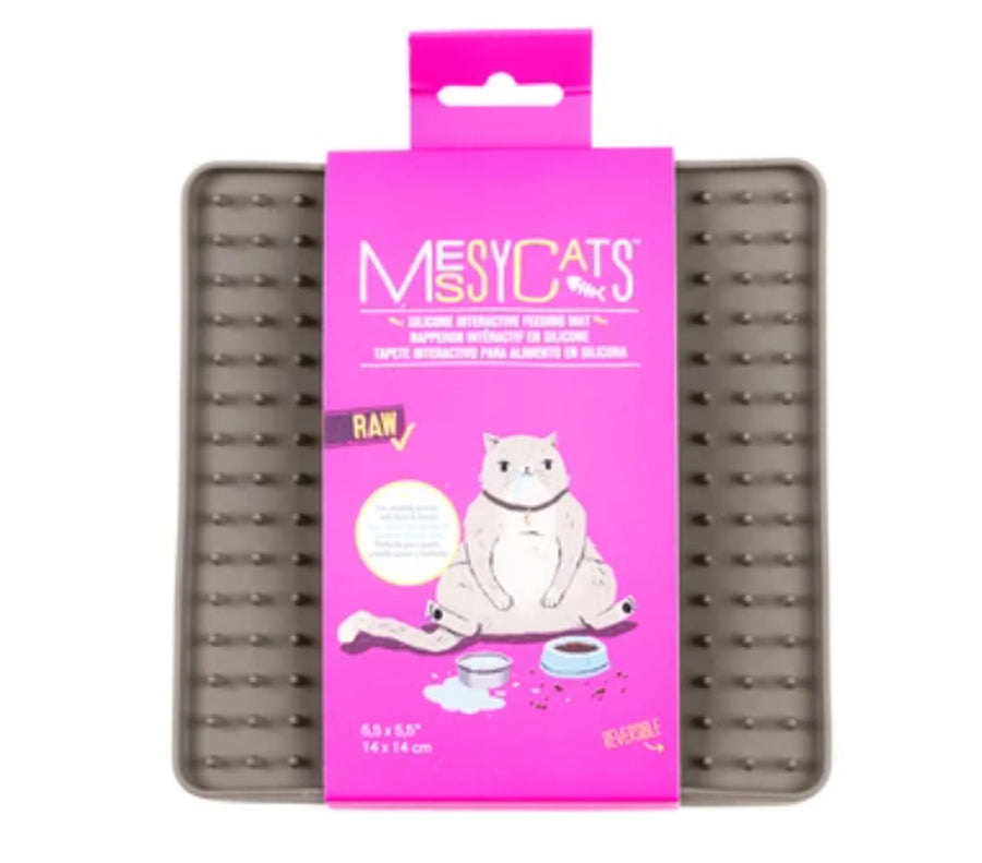 Messy Mutts Cat Silicone Interactive Feeding Mat Grey-