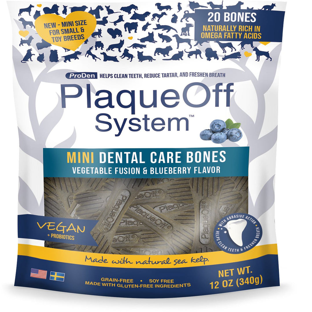 Proden System Mini Dental Care Bones Vegetable Fusion And Blueberry Flavor Dog Treats; 12oz.-