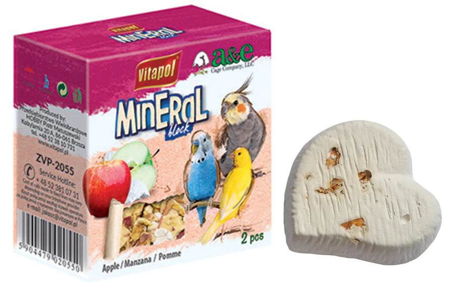 A and E Cages Vitapol Infused Mineral Block for Birds Apple 35 grams-