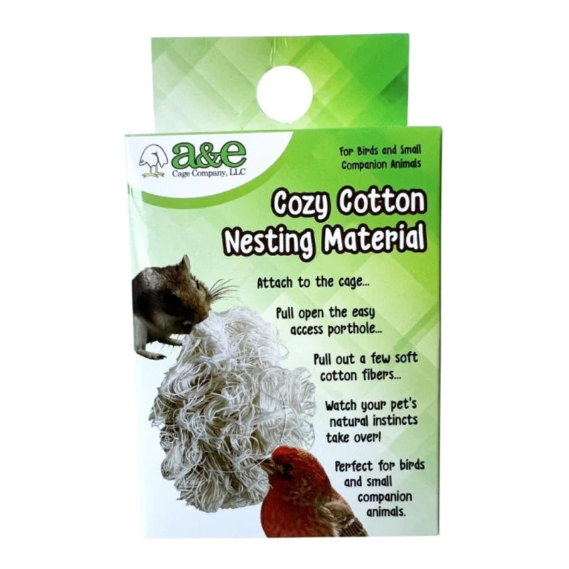 A & E Cages Cozy Cotton Nesting Material for Small Animal & Companion Bird 1ea/One Size-