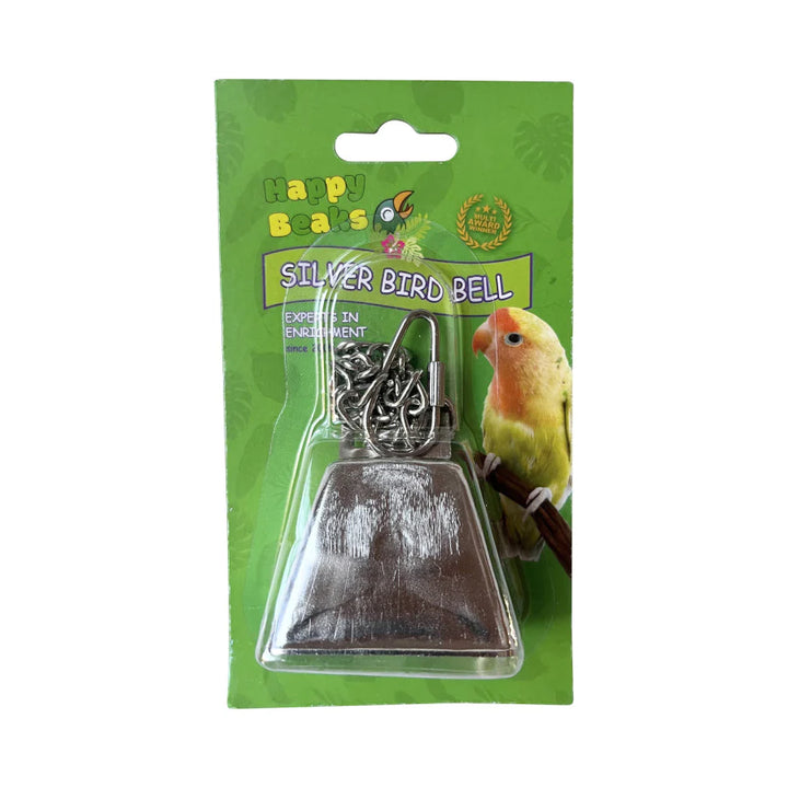 A & E Cages Happy Beaks Silver Bird Bell on Chain Bird Toy 1ea/LG-