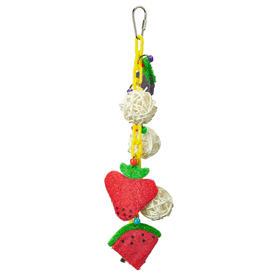 A and E Cages Happy Beaks Fruit and Vegetables on Chain Bird Toy One Size-