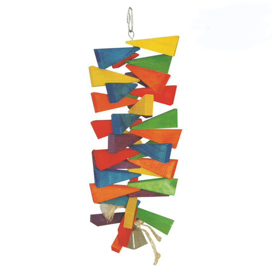 A and E Cages Happy Beaks Wooden Wedges w- Bell Bird Toy LG-
