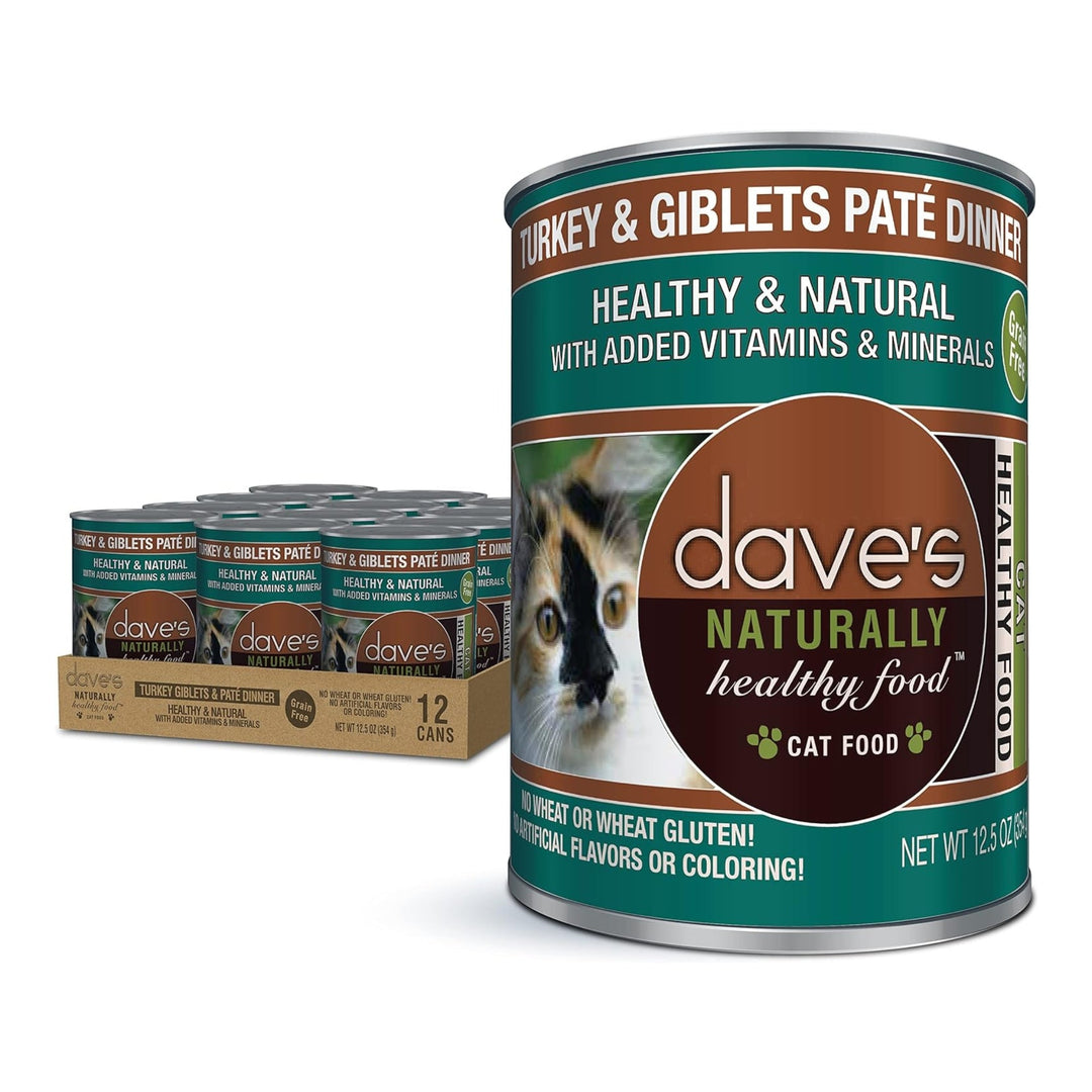 Dave's Naturally Healthy Cat Food; Turkey and Giblets Pate Dinner 13.2oz.-