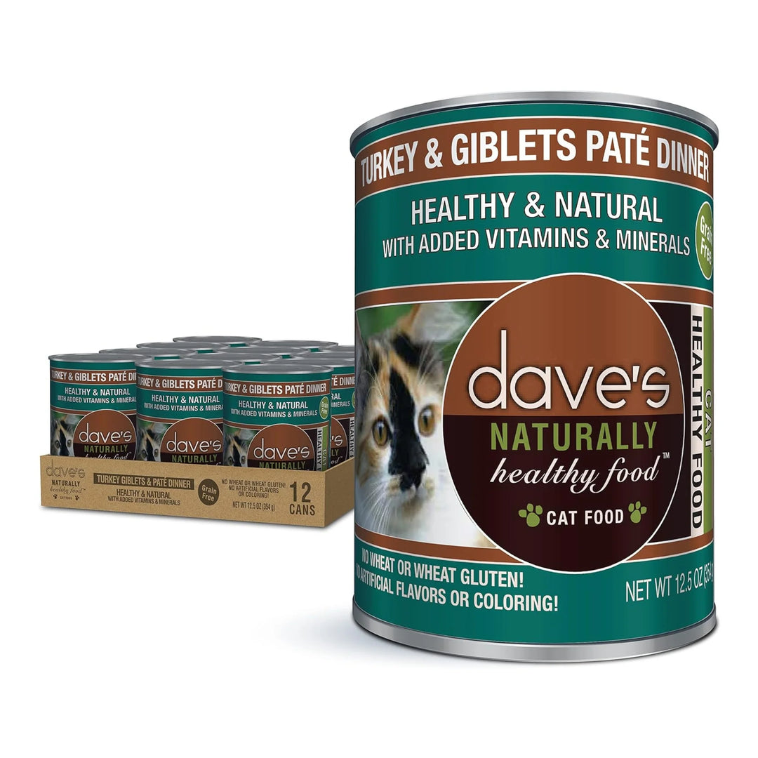 Dave's Naturally Healthy Cat Food; Turkey and Giblets Pate Dinner 13.2oz. (Case Of 12)-