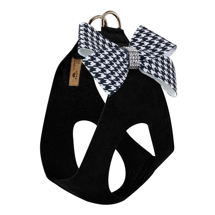 Black & White Houndstooth Nouveau Bow Step In Harness-