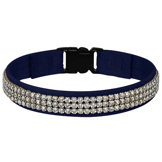 3 Row Giltmore 1/2" Breakaway Cat Collar-6"-Indigo-