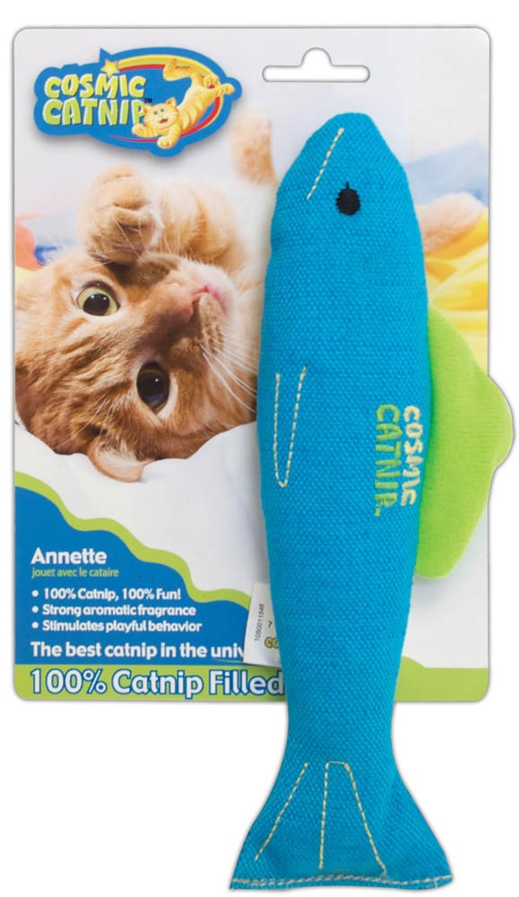 OurPets 100% Catnip Filled Fish 'Annette' Cat Toy Blue 1ea