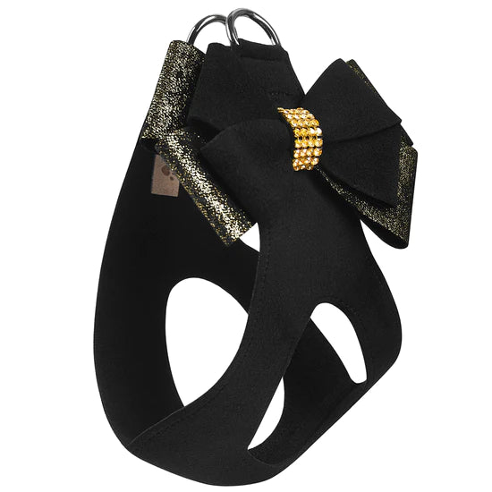 Black Glitzerati Double Nouveau Bow Step In Harness-TC-Black-