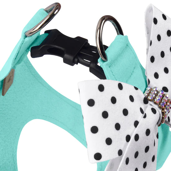 Polka Dot Nouveau Bow with Aurora Borealis Giltmore Step In Harness-