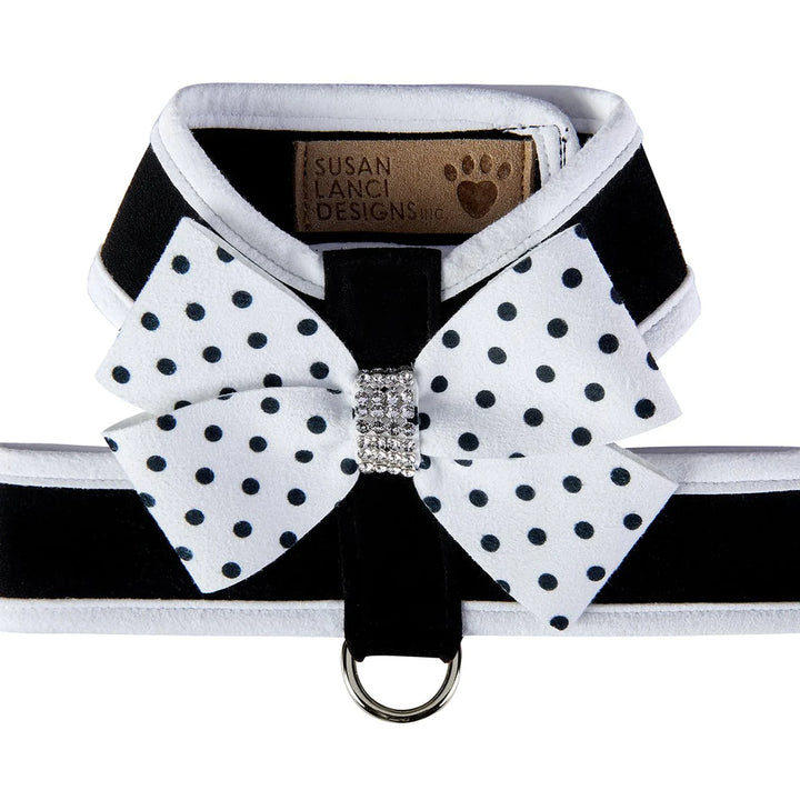 Polka Dot Nouveau Bow Tinkie Harness with White Trim-TC-Black-