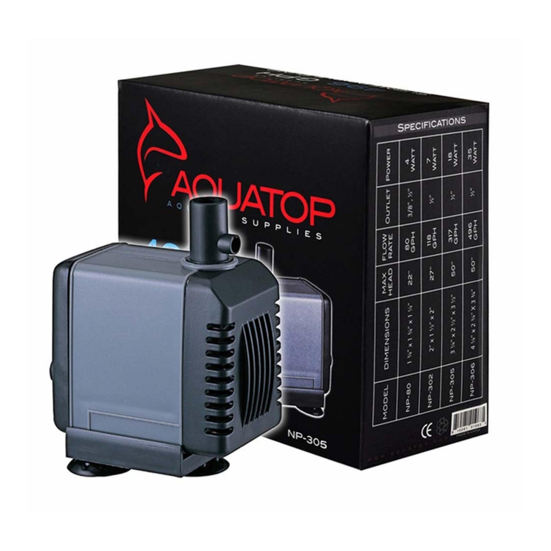 Aquatop NP-305 Aquarium Submersible Water Pump Black, Grey 1ea-