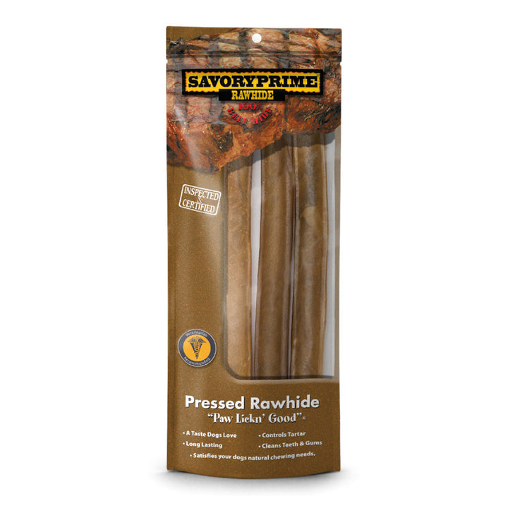 Savory Prime Pressed Rawhide Roll Natural 1ea/10 in, 3 pk-