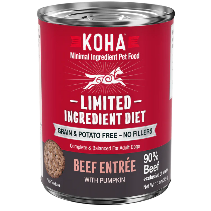 Koha Dog Limited Ingredient Grain Free 90% Beef 13oz. (Case of 12)