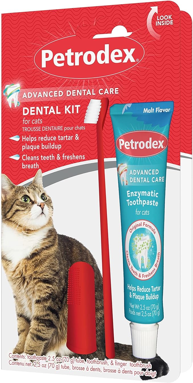 Petrodex Dental Care Kit for Cats with Malt Toothpaste 1ea/Toothpaste: 2.5 oz-