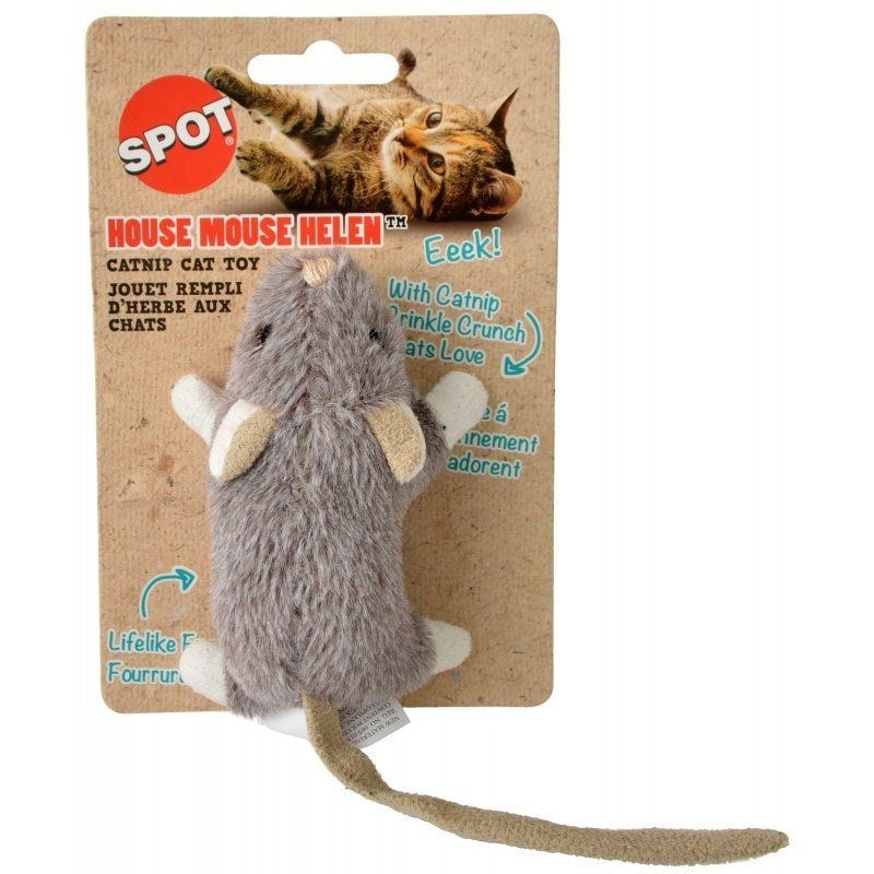 Spot House Mouse Helen Catnip Toy - Assorted Colors - 1 Count (4in. Long)-