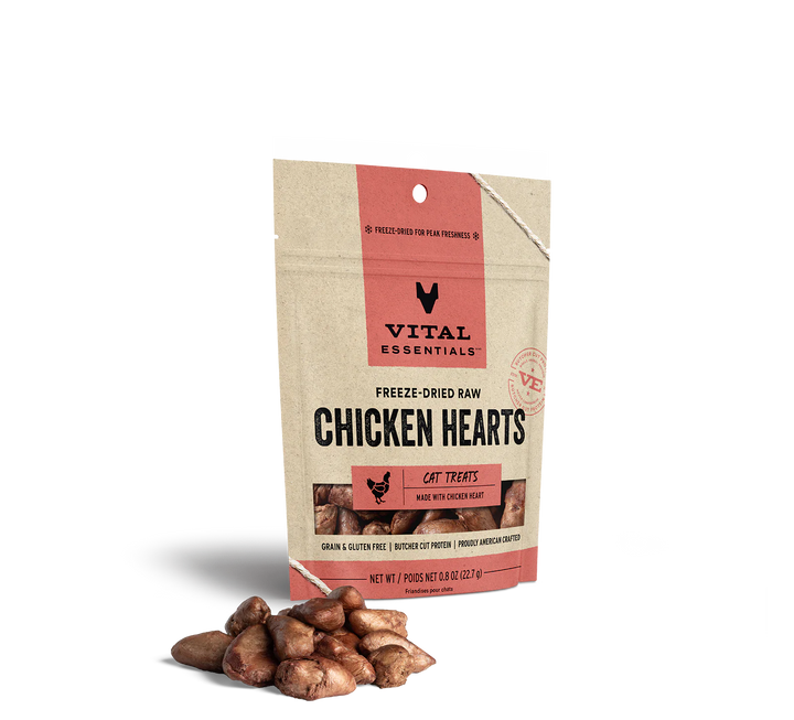 Vital Essentials Cat Freeze-Dried Treat Chicken Hearts 0.8oz-