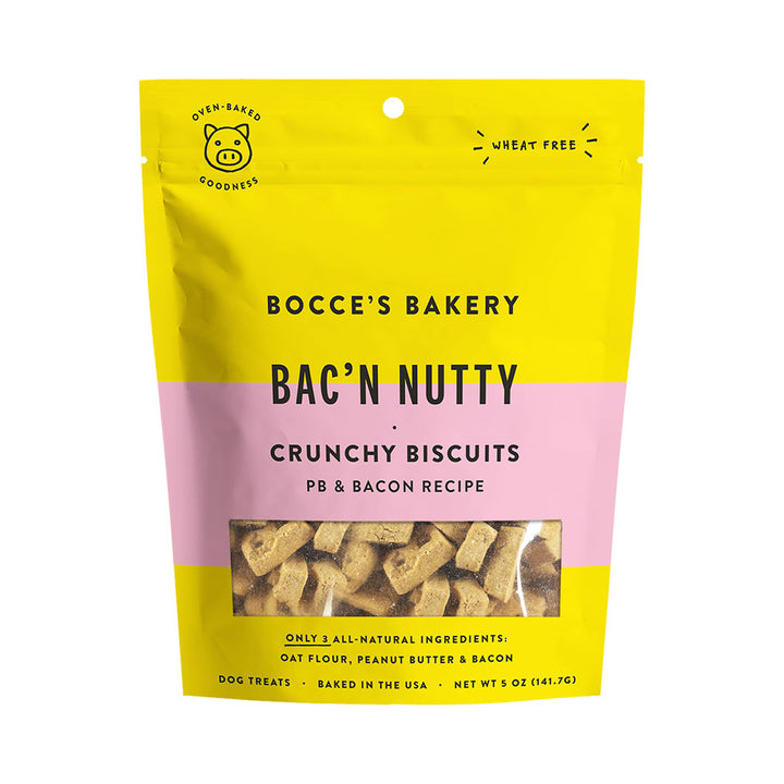 Bocces Bakery Everyday Bacn Nutty Biscuits Crunchy Dog Treats-