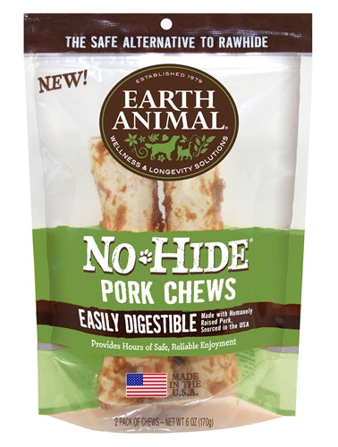 Earth Animal No Hide Pork Chews Dog Treats; 7 Inch; 2 Pack-