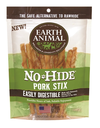 Earth Animal Nohide Pork Stix 10 Pk-