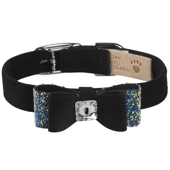 Aurora Borealis Crystal Stellar Big Bow Collar-TC-Black-