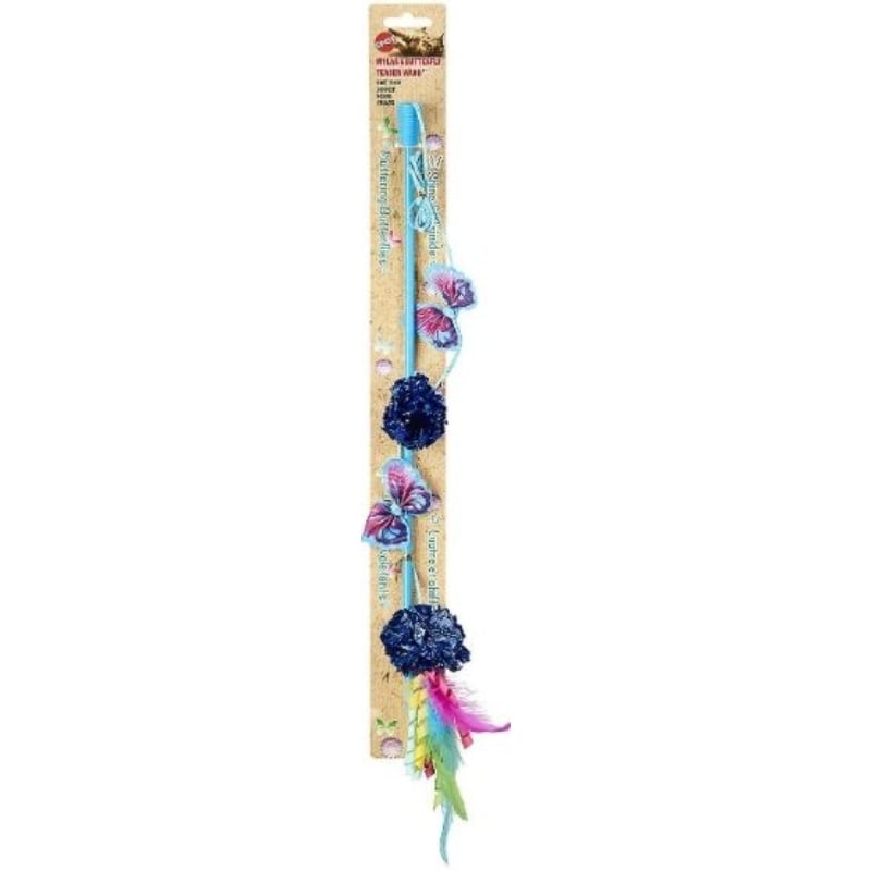 Spot Butterfly and Mylar Teaser Wand Cat Toy - Assorted Colors - 1 count-