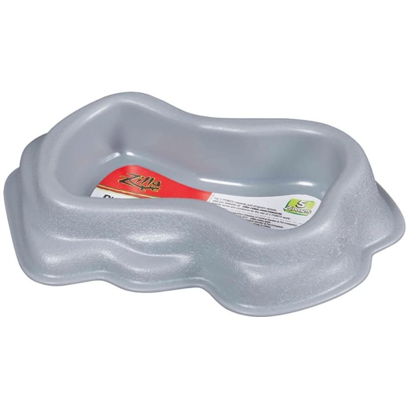 Zilla Decor Durable Dish for Reptiles Grey - Small (6"L x 5"W x 2.5"H)-