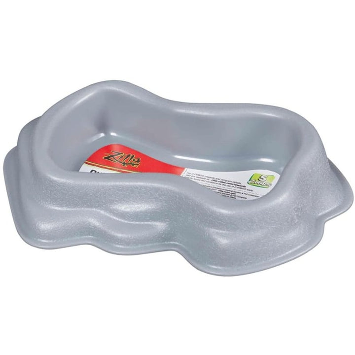 Zilla Decor Durable Dish for Reptiles Grey - Small (6"L x 5"W x 2.5"H)-