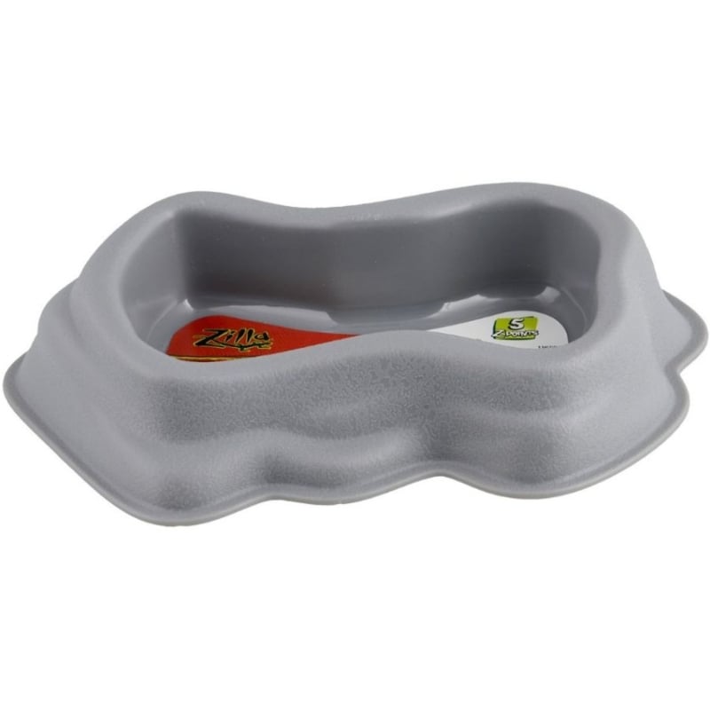 Zilla Decor Durable Dish for Reptiles Grey - Medium (8.5"L x 7"W x 3.3"H)-