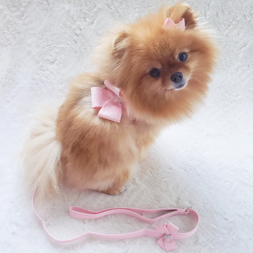 Puppy Pink Glitzerati Nouveau Bow Step In Harness-