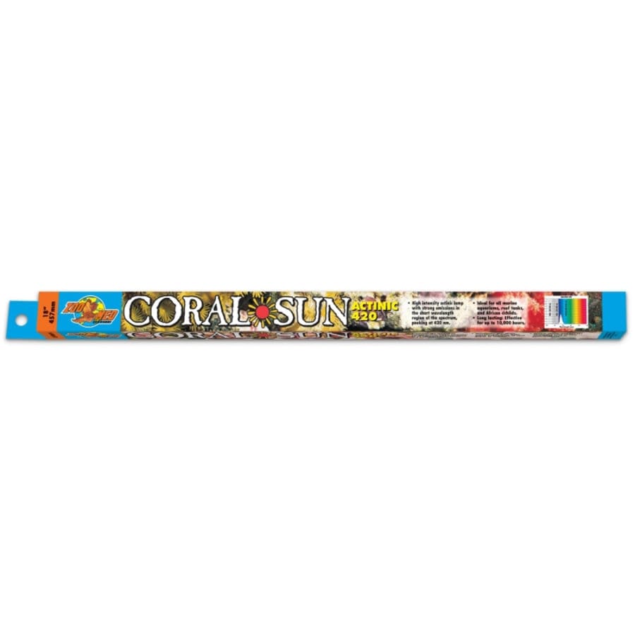 Zoo Med Coral Sun Actinic 420 T8 Lamp Blue 1ea/18 in-