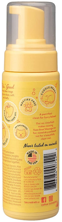 Pet Head No-Rinse Foam for Cats Lemonberry with Lemon Oil - 6.7 oz-