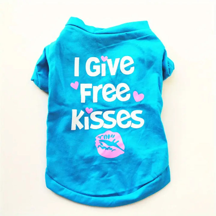 Adorable Pet Tee with Free Kisses Graphic - Perfect for Summer Parties