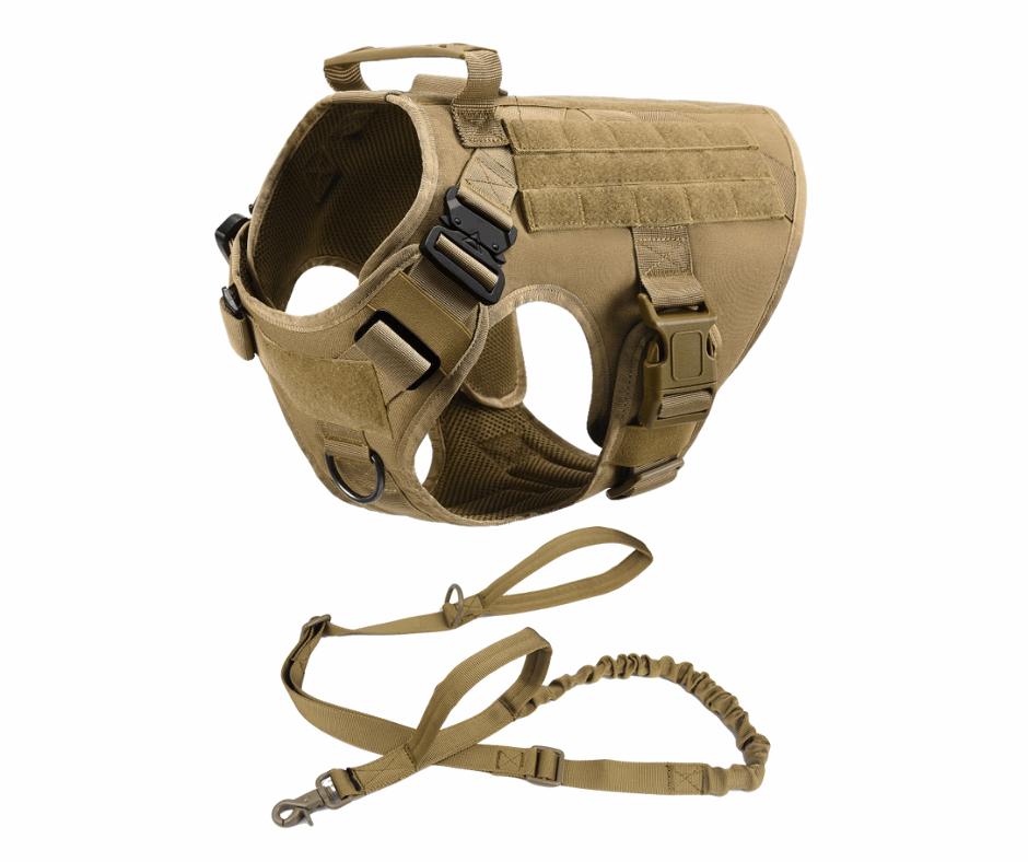 Military Dog Tactical Harness and Leash Set (Brown)-