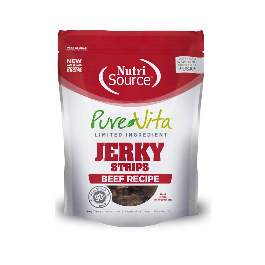 Pure Vita Dog Jerky Treat Beef 4oz-