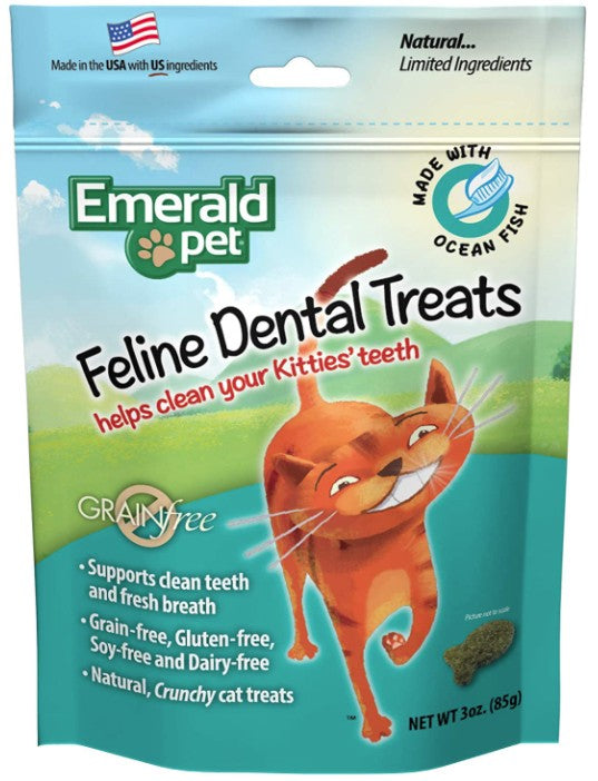 Emerald Pet Feline Dental Treats Ocean Fish Flavor - 18 oz (6 x 3 oz)-