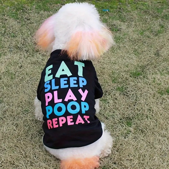 Pet Colorful Eat Sleep Play Print Dog T-Shirt for Spring and Summer