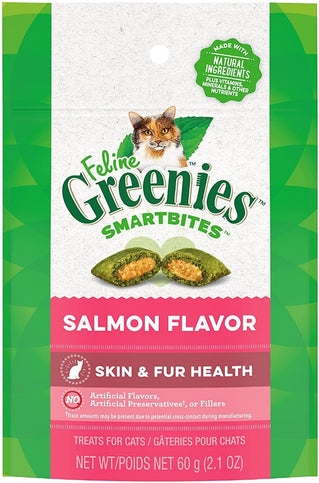 Greenies Feline SmartBites Skin and Fur Health Salmon Flavor Cat Treats-