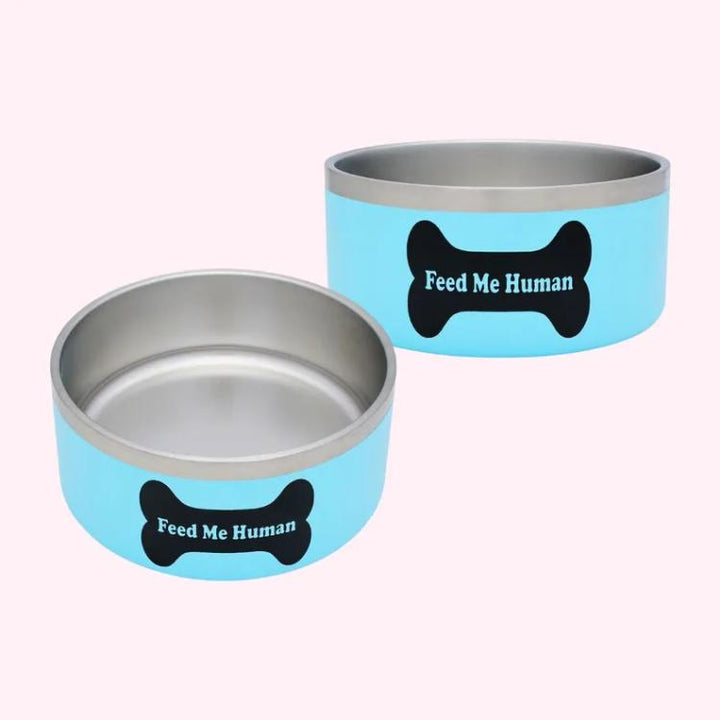 "Feed Me Human" Blue Food Bowl - E13220-201-