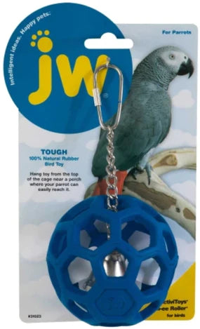 JW Pet Insight Pet Hol-ee Roller Rubber Parrot Toy Assorted Colors-1 count-