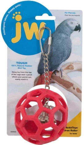 JW Pet Insight Pet Hol-ee Roller Rubber Parrot Toy Assorted Colors-