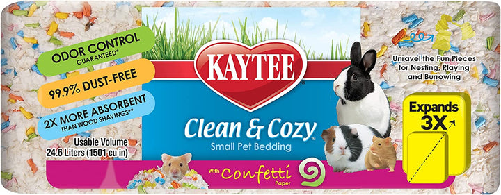 Kaytee Clean and Cozy with Confetti Paper Small Pet Bedding with Odor Control - 24.6 liter-